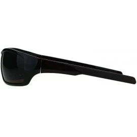 Rectangular Mens Biker Sunglasses Classic Rectangular Wrap Around Shades UV 400 - Brown - CY189KSNX5L $11.98