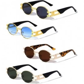 Oval Oval Retro Art Nouveau Vintage Style Metal Frame Sunglasses - 4 Pack Black - Blue - Brown - Green - CE1978ESE8T $33.34