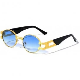 Oval Oval Retro Art Nouveau Vintage Style Metal Frame Sunglasses - 4 Pack Black - Blue - Brown - Green - CE1978ESE8T $33.34