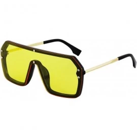 Shield Retro Oversized Shield Sunglasses Rimless Flat Top Mirror Glasses Women Men - Blue/Mirror and Yellow - CC18Y6ZQXR5 $35.30
