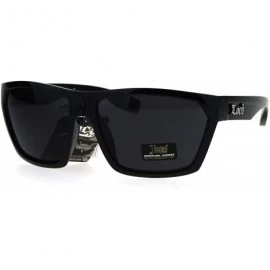 Wrap Mens Locs Sunglasses Black Wrap Around Trapezoid Frame Metal Tip UV 400 - Glossy Black - C6184HGLAZ9 $12.16