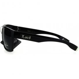 Wrap Mens Locs Sunglasses Black Wrap Around Trapezoid Frame Metal Tip UV 400 - Glossy Black - C6184HGLAZ9 $12.16
