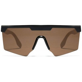 Oversized personality big box unisex trend conjoined outdoor riding sunglasses UV400 - Brown - CC18Z45YLUN $14.04
