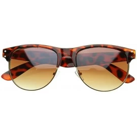 Wayfarer Vintage Inspired Retro Half Frame Horn Rimmed Horn Rimmed Style Sunglasses (Shiny Tortoise) - C5116P3ALMJ $9.73