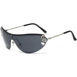 Wrap Retro Wrap sunglasses for women Diamond sunglasses oversized sunglasses UV400 Provection - 3 - CF19086EK82 $38.80