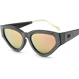 Cat Eye Women Rhinestone Cat Eye Sunglasses Sexy Diamond Triangle Sun Glasses Female Shades UV400 - Blackpink - C51906DSW7L $...