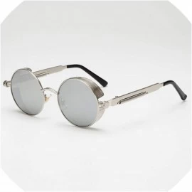 Round Metal Steampunk Sunglasses Men Women Round Glasses Brand Design Vintage Sunglasses - 7 - CO18W6UYSWX $43.71