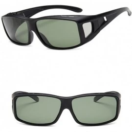 Oversized Unisex Rectangular Frame Side Shield Fit Over Polarized Sunglasses - Matte Black - C7185X3I6US $17.05