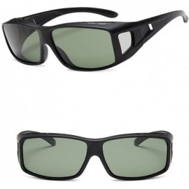 Oversized Unisex Rectangular Frame Side Shield Fit Over Polarized Sunglasses - Matte Black - C7185X3I6US $26.79