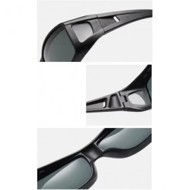 Oversized Unisex Rectangular Frame Side Shield Fit Over Polarized Sunglasses - Matte Black - C7185X3I6US $17.05