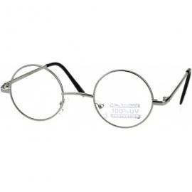Round Snug Extra Small Clear Lens Metal Rim Hippie Eyeglasses - Silver - CV18EN8R3NT $9.81