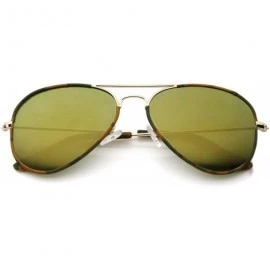 Aviator Camouflage Print Fabric Teardrop Shape Lens Aviator Sunglasses 60mm - Gold-brown-camo / Green Mirror - CO12J3473XR $2...