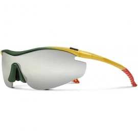 Sport Zeta Yellow Road Cycling/Fishing Sunglasses with ZEISS P7020M Super Silver Mirrored Lenses - CW18KLT9Q68 $18.56