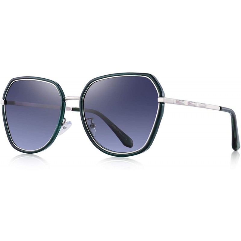 Oversized Women Cat Eye Polarized Sunglasses Womens Polarized Mirror with Case - Green - C918RWLLXLO $46.72