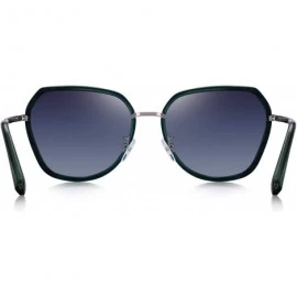 Oversized Women Cat Eye Polarized Sunglasses Womens Polarized Mirror with Case - Green - C918RWLLXLO $26.94