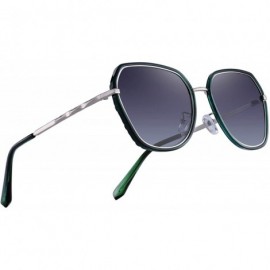 Oversized Women Cat Eye Polarized Sunglasses Womens Polarized Mirror with Case - Green - C918RWLLXLO $46.72