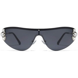 Wrap Retro Wrap sunglasses for women Diamond sunglasses oversized sunglasses UV400 Provection - 3 - CF19086EK82 $20.96