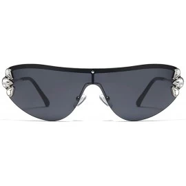 Wrap Retro Wrap sunglasses for women Diamond sunglasses oversized sunglasses UV400 Provection - 3 - CF19086EK82 $32.56