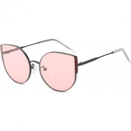 Sport Cateye Sunglasses for Women Metal Frame Oversized Clear Lenses Brand Designer - C4 Blackred Frame/Pink Lens - CC18QKZ7I...