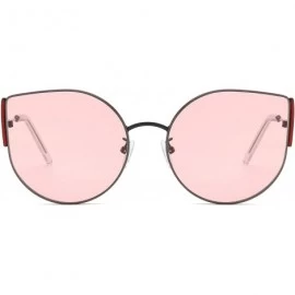 Sport Cateye Sunglasses for Women Metal Frame Oversized Clear Lenses Brand Designer - C4 Blackred Frame/Pink Lens - CC18QKZ7I...
