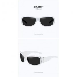 Rectangular Anti Glare HD Polarized Womens Rhinestone Rectangular Sunglasses - White - CH18USR3ZX6 $14.59