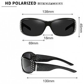 Rectangular Anti Glare HD Polarized Womens Rhinestone Rectangular Sunglasses - White - CH18USR3ZX6 $14.59