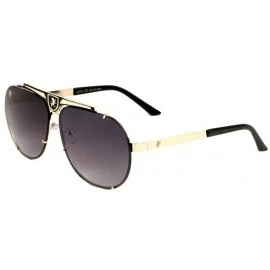 Aviator Khan Classic Flat Top Turbo Metal Aviator Sunglasses - Black & Rose Gold Frame - C718WC6I5Z8 $23.74