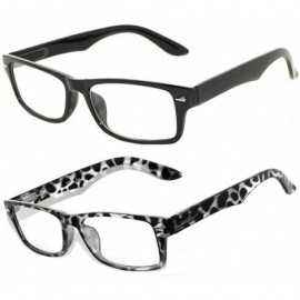 Wayfarer Classic Retro Style Narrow Rectangular Frame Clear Lens Sunglasses - 2_pairs_black_leopard - C911UPSG2ZL $8.42