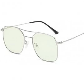 Goggle Blu-ray glasses flat sunglasses blue light color men and women models flat glasses - goggles - Black Silver Frame - CS...