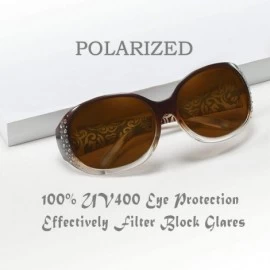 Oval Retro Oval Sunglasses Rhinestones - Wrap Around Women Floral Pattern Eyewear Polarized UV Protection - C9196T23T0L $14.69