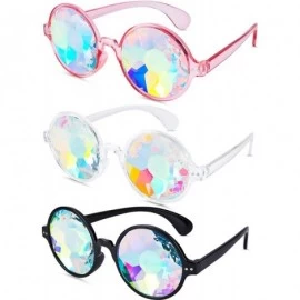 Round 3 Pieces Festivals Kaleidoscope Rainbow Sunglass - Prism - Black - Transparent - Transparent Pink - CK18SKSMO4H $10.18