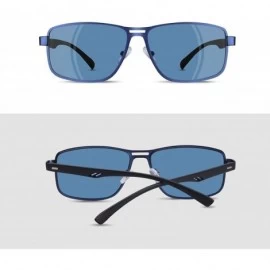 Rectangular Rectangular Polarized Sunglasses for Men-100% UV400 Protection Mens Sunglasses Alloy Frame - Blue Frame/Blue Lens...