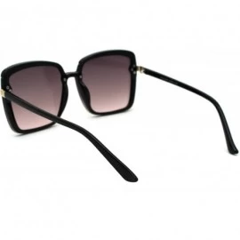 Rectangular Exposed Lens Edge Half Rim Rectangular Butterfly Sunglasses - Black Gold Burgundy - CP199E7XDE4 $11.28