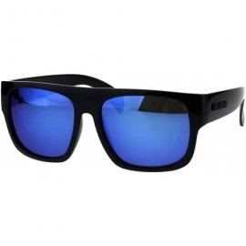 Square KUSH Sunglasses Mens Mirrored Lens Black Square Frame Shades UV 400 - Black (Blue Mirror) - C918GRW6S3I $18.84