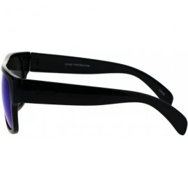 Square KUSH Sunglasses Mens Mirrored Lens Black Square Frame Shades UV 400 - Black (Blue Mirror) - C918GRW6S3I $11.81