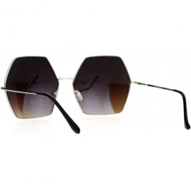 Oversized Mirrored Lens Octagon Oversize Designer Fashion Sunglasses - Silver Blue - C112EO5O2SJ $10.53