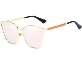 Cat Eye Lady cat eye fashion large frame glasses metal classic sunglasses UV400 - Gold - CR18XLM9NT2 $39.28