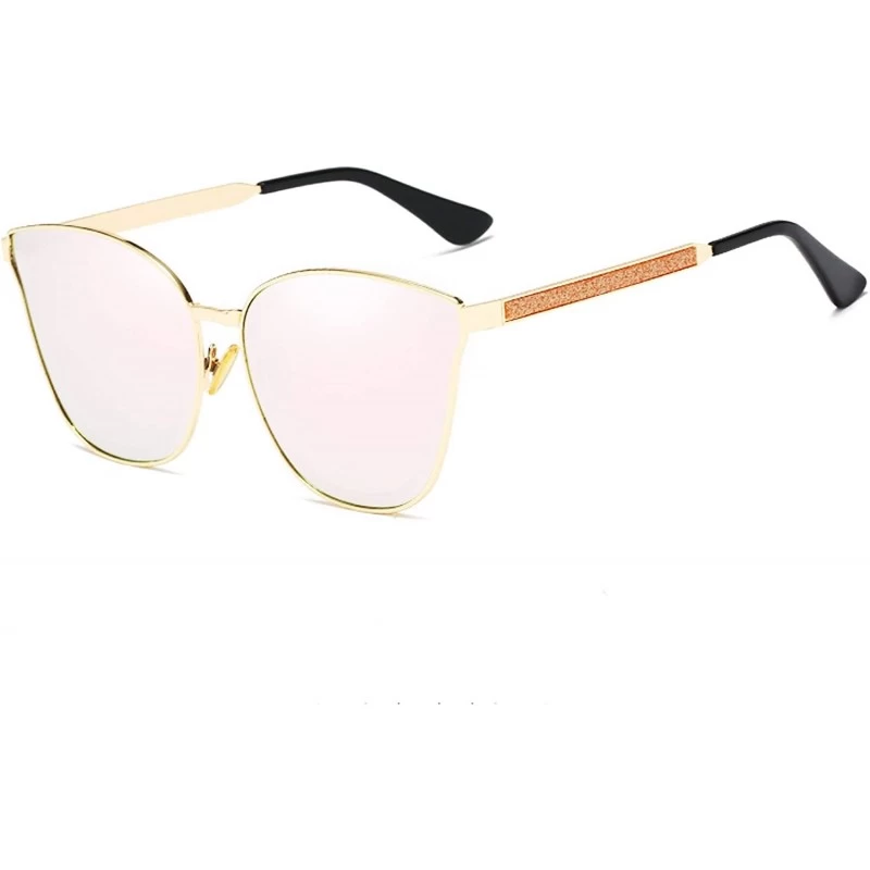 Cat Eye Lady cat eye fashion large frame glasses metal classic sunglasses UV400 - Gold - CR18XLM9NT2 $23.36