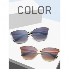 Cat Eye Lady cat eye fashion large frame glasses metal classic sunglasses UV400 - Gold - CR18XLM9NT2 $23.36