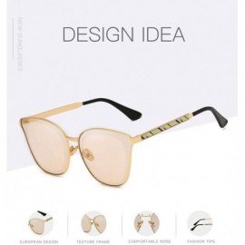 Cat Eye Lady cat eye fashion large frame glasses metal classic sunglasses UV400 - Gold - CR18XLM9NT2 $23.36