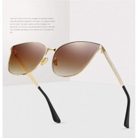 Cat Eye Lady cat eye fashion large frame glasses metal classic sunglasses UV400 - Gold - CR18XLM9NT2 $23.36