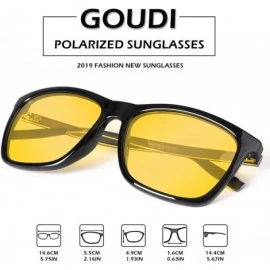 Rectangular Polarized Sunglasses For Men Women-Vintage Men Women Sunglasses Metal Frame Ultra Light GD8001 - Yellow - CV18H36...