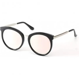 Goggle Women Retro Classic Mirrored Round Cat Eye Fashion Sunglasses - Pink - C918WSEL4AR $35.97
