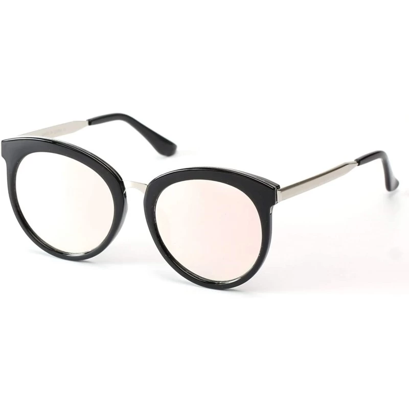 Goggle Women Retro Classic Mirrored Round Cat Eye Fashion Sunglasses - Pink - C918WSEL4AR $15.56