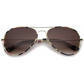Aviator Camouflage Print Fabric Teardrop Shape Lens Aviator Sunglasses 60mm - Gold-pink-camo / Lavender - CA12J346YPF $9.30