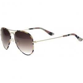 Aviator Camouflage Print Fabric Teardrop Shape Lens Aviator Sunglasses 60mm - Gold-pink-camo / Lavender - CA12J346YPF $9.30