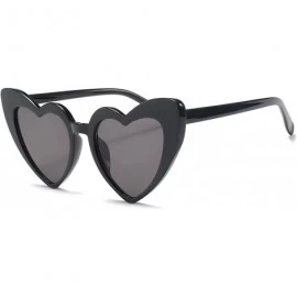 Rimless Vintage Heart Shaped Sunglasses Women Stylish Love Eyeglasses B2421 - Black/Grey - CJ18CMTI3X6 $20.65