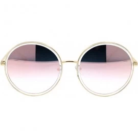 Round Womens Oversized Round Sunglasses Metal & Plastic Double Frame UV 400 - Gold Clear (Pink Mirror) - CL195OKUK08 $22.56