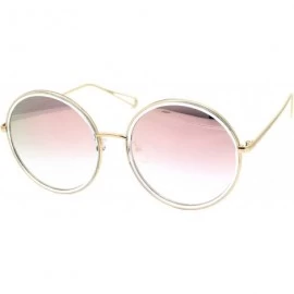 Round Womens Oversized Round Sunglasses Metal & Plastic Double Frame UV 400 - Gold Clear (Pink Mirror) - CL195OKUK08 $11.59