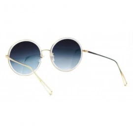 Round Womens Oversized Round Sunglasses Metal & Plastic Double Frame UV 400 - Gold Clear (Pink Mirror) - CL195OKUK08 $11.59